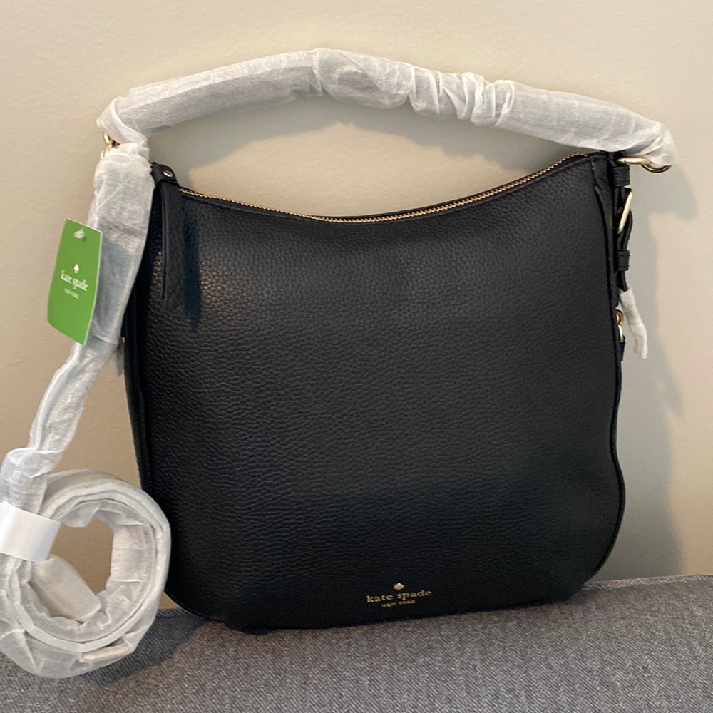 New with Tag!! Kate Spade Black Leather Cobble Hill Small Ella Satchel Crossbody